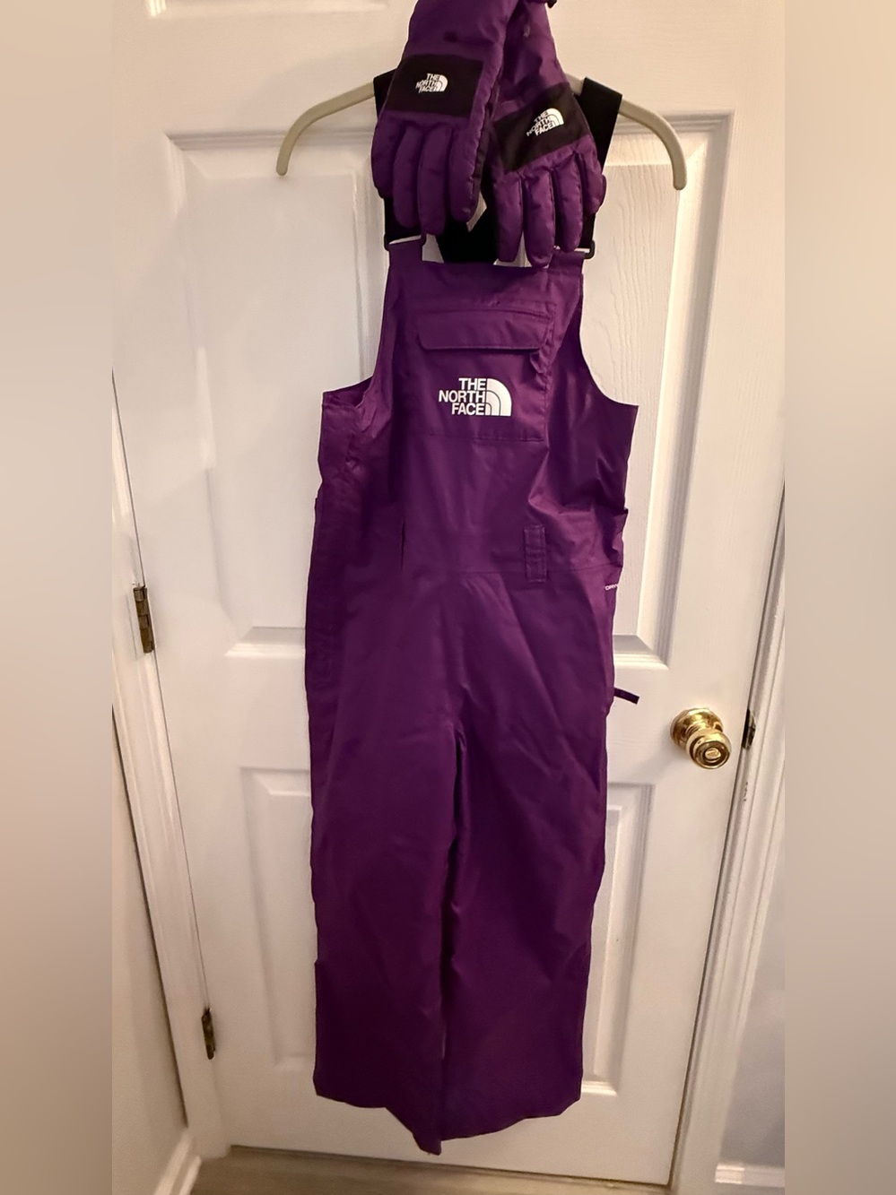 The North Face Kids Purple Snow Overalls & Gloves